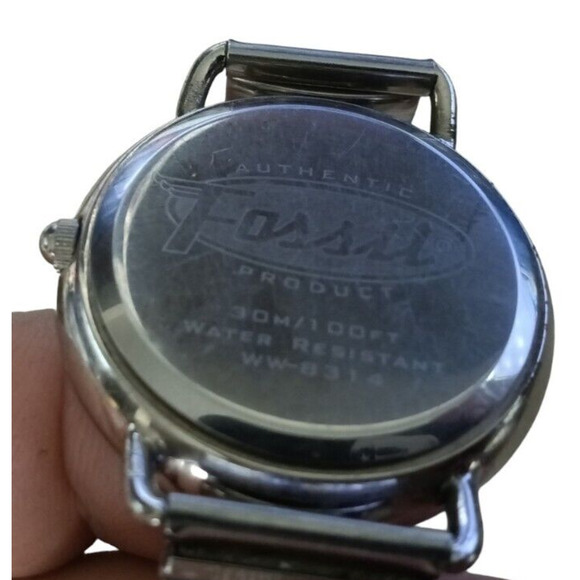 Fossil Men‎ Watch Silver Stainless Steel Black Leather Battery WR White Quartz - Picture 9 of 13